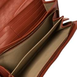 Pre Owned Bottega Veneta Orange Intrecciato Leather Continental Flap Wallet