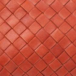 Pre Owned Bottega Veneta Orange Intrecciato Leather Pouch 