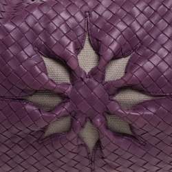 Pre Owned Bottega Veneta Purple Intrecciato Leather Flower Hobo