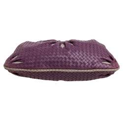 Pre Owned Bottega Veneta Purple Intrecciato Leather Flower Hobo