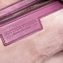 Pre Owned Bottega Veneta Purple Intrecciato Leather Flower Hobo