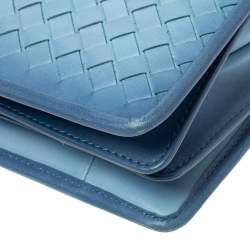 Pre Owned Bottega Veneta Blue Ombre Intrecciato Leather Montebello Clutch