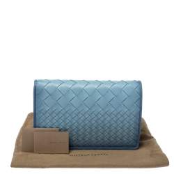 Pre Owned Bottega Veneta Blue Ombre Intrecciato Leather Montebello Clutch
