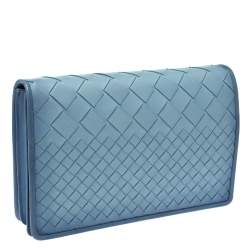 Pre Owned Bottega Veneta Blue Ombre Intrecciato Leather Montebello Clutch