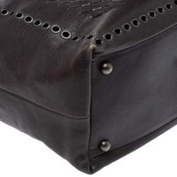 Pre Owned حقيبة ساتشيل بوتيغا فينيتا غروميت جلد إنترشياتو رمادي داكن  