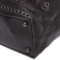 Pre Owned حقيبة ساتشيل بوتيغا فينيتا غروميت جلد إنترشياتو رمادي داكن  