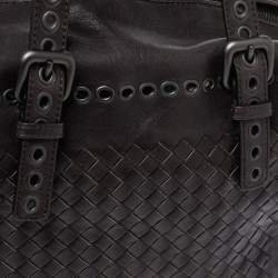 Pre Owned حقيبة ساتشيل بوتيغا فينيتا غروميت جلد إنترشياتو رمادي داكن  