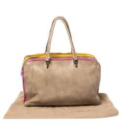 Pre Owned Bottega Veneta Multicolor Pebbled Leather Double Zip Satchel