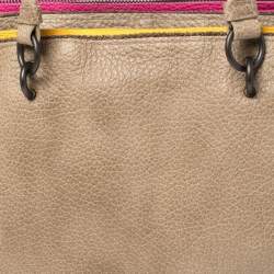 Pre Owned Bottega Veneta Multicolor Pebbled Leather Double Zip Satchel