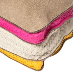 Pre Owned Bottega Veneta Multicolor Pebbled Leather Double Zip Satchel
