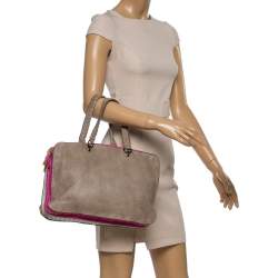 Pre Owned Bottega Veneta Multicolor Pebbled Leather Double Zip Satchel
