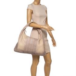 Pre Owned Bottega Veneta Beige Ombre Intrecciato Leather Maxi Veneta Hobo