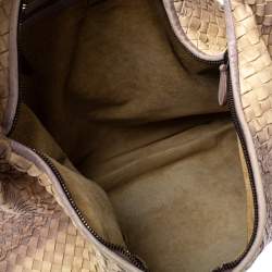 Pre Owned Bottega Veneta Beige Ombre Intrecciato Leather Maxi Veneta Hobo