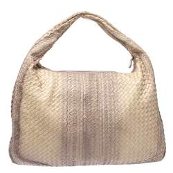 Pre Owned Bottega Veneta Beige Ombre Intrecciato Leather Maxi Veneta Hobo
