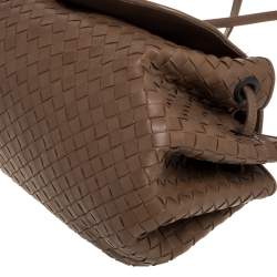 Pre Owned Bottega Veneta Brown Leather Drawstring Flap Shoulder Bag