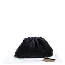 Pre Owned Bottega Veneta Black Intrecciato Leather The Pouch Clutch
