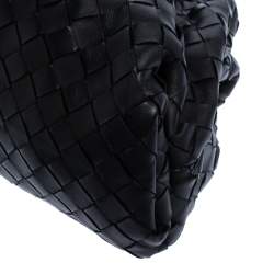 Pre Owned Bottega Veneta Black Intrecciato Leather The Pouch Clutch