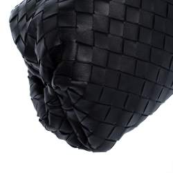 Pre Owned Bottega Veneta Black Intrecciato Leather The Pouch Clutch