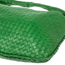 Pre Owned Bottega Veneta Green Intrecciato Leather Large Veneta Hobo