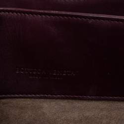 Pre Owned Bottega Veneta Burgundy Intrecciato Leather Small Roma Tote