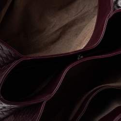 Pre Owned Bottega Veneta Burgundy Intrecciato Leather Small Roma Tote
