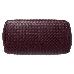 Pre Owned Bottega Veneta Burgundy Intrecciato Leather Small Roma Tote