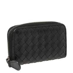 Pre Owned Bottega Veneta Black Intrecciato Leather Coin Purse