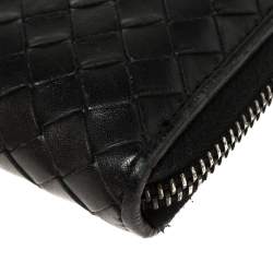 Pre Owned Bottega Veneta Black Intrecciato Leather Coin Purse