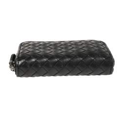 Pre Owned Bottega Veneta Black Intrecciato Leather Coin Purse