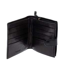 Pre Owned Bottega Veneta Black Intrecciato Leather French Wallet
