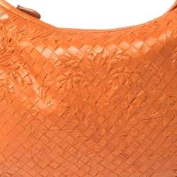 Pre Owned Bottega Veneta Orange Clementine Intrecciato Leather Limited Edition Medium Veneta Hobo
