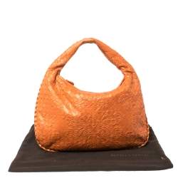 Pre Owned Bottega Veneta Orange Clementine Intrecciato Leather Limited Edition Medium Veneta Hobo