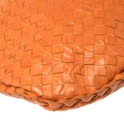 Pre Owned Bottega Veneta Orange Clementine Intrecciato Leather Limited Edition Medium Veneta Hobo