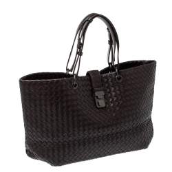 Pre Owned حقيبة بوتيغا فينيتا كابري جلد إنترشياتو بني كاكاو كبيرة