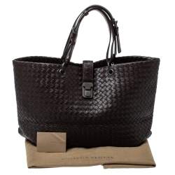 Pre Owned حقيبة بوتيغا فينيتا كابري جلد إنترشياتو بني كاكاو كبيرة