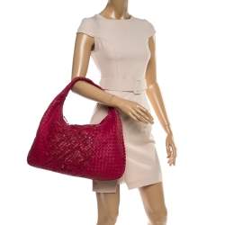 Pre Owned Bottega Veneta Red Intrecciato Nappa Leather Veneta Hobo