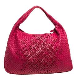 Pre Owned Bottega Veneta Red Intrecciato Nappa Leather Veneta Hobo