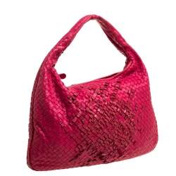 Pre Owned Bottega Veneta Red Intrecciato Nappa Leather Veneta Hobo