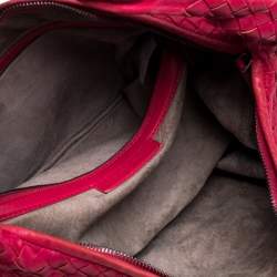 Pre Owned Bottega Veneta Red Intrecciato Nappa Leather Veneta Hobo