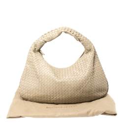 Pre Owned Bottega Veneta Beige Intrecciato Leather Large Veneta Hobo