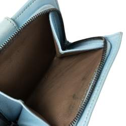 Pre Owned Bottega Veneta Blue Intrecciato Leather French Wallet 