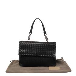 Pre Owned Bottega Veneta Black Intrecciato Leather Olimpia Shoulder Bag