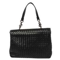 Pre Owned Bottega Veneta Black Intrecciato Leather Olimpia Shoulder Bag
