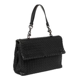 Pre Owned Bottega Veneta Black Intrecciato Leather Olimpia Shoulder Bag