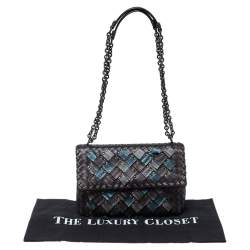 Pre Owned Bottega Veneta Metallic Leather Small Olimpia Plume Shoulder Bag