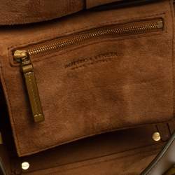 Pre Owned Bottega Veneta Seaweed Green Leather Acro Mini Tote