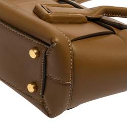 Pre Owned Bottega Veneta Seaweed Green Leather Acro Mini Tote