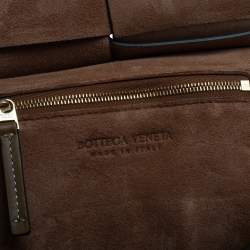 Pre Owned Bottega Veneta Seaweed Green Leather Acro Mini Tote