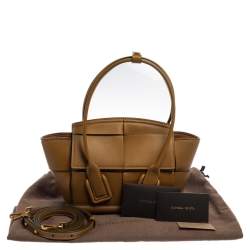 Pre Owned Bottega Veneta Seaweed Green Leather Acro Mini Tote