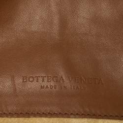 Pre Owned Bottega Veneta Brown Intrecciato Woven Leather Flap Clutch